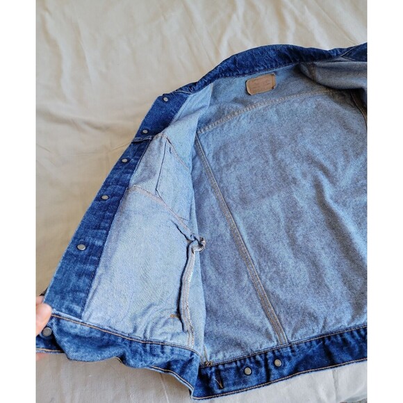 Levis Mens L Jean Jacket Trucker 70507 0214 Dark Blue VTG Retro USA Work EUC - Picture 8 of 16
